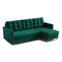 ECKSOFA DIVO Kronos L-förm, Schlaffunktion, elegantes Design, hochwertige Materialien, lose Rückenkissen, freistehend, RECHTS 224x144x95 cm Green - Grün, Holz/Textil (224/144cm) - DomoHome