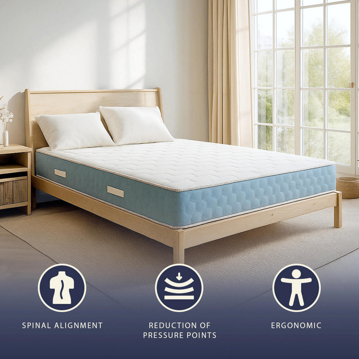 ORTOPEDSKI madrac 80x190 cm, visina 21 cm ; Ergonomski i prozračan - bijela, tekstil (80/190cm) - The White Stone