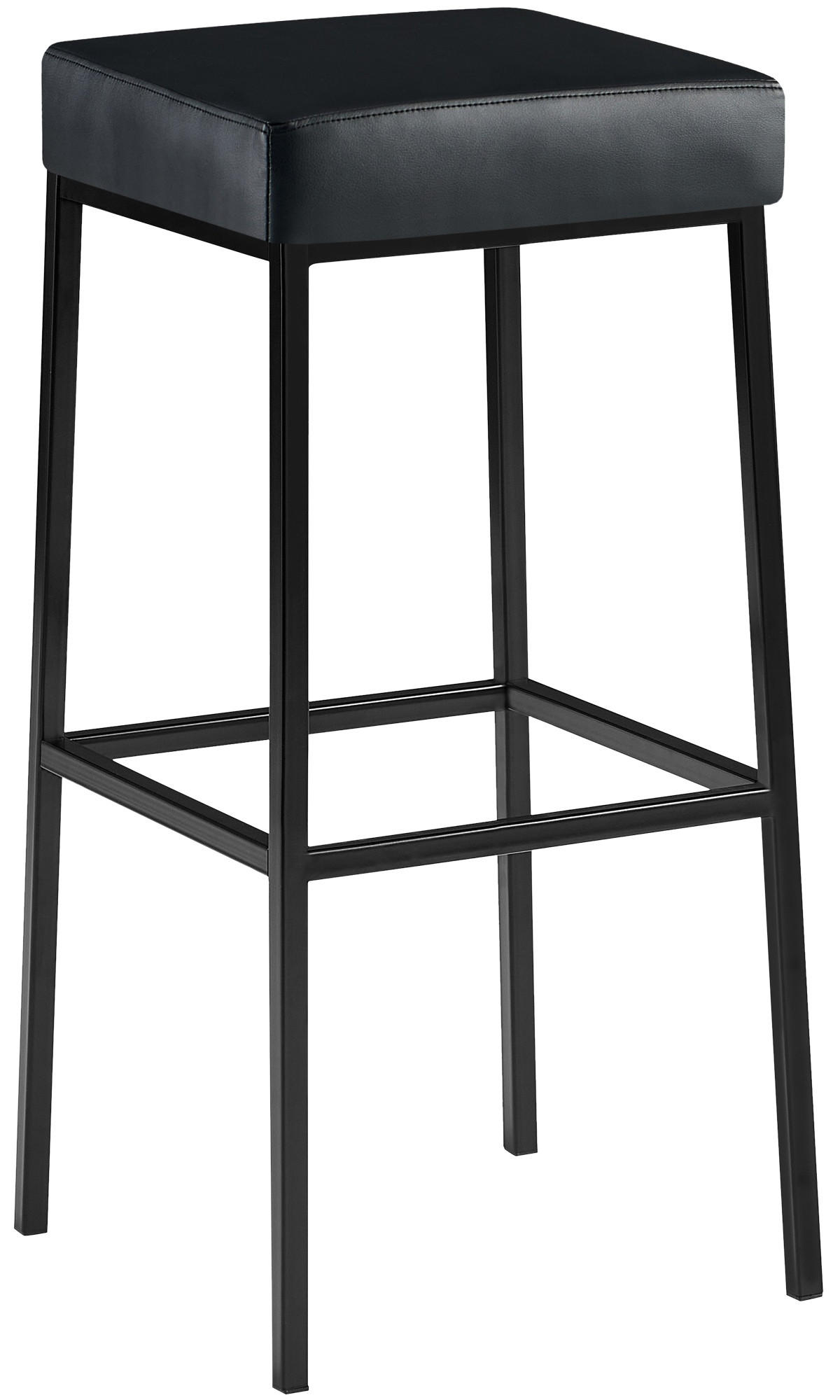 BARHOCKER Lederlook Schwarz - Schwarz, Textil/Metall (37/83/37cm) - CLP