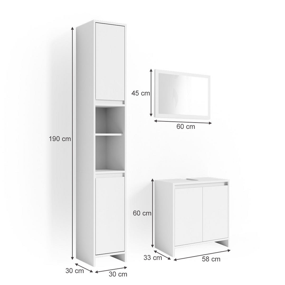 KOUPELNOVÝ NÁBYTEK Emma Bílá - bílá, kompozitní dřevo (58/60/33cm) - Vicco