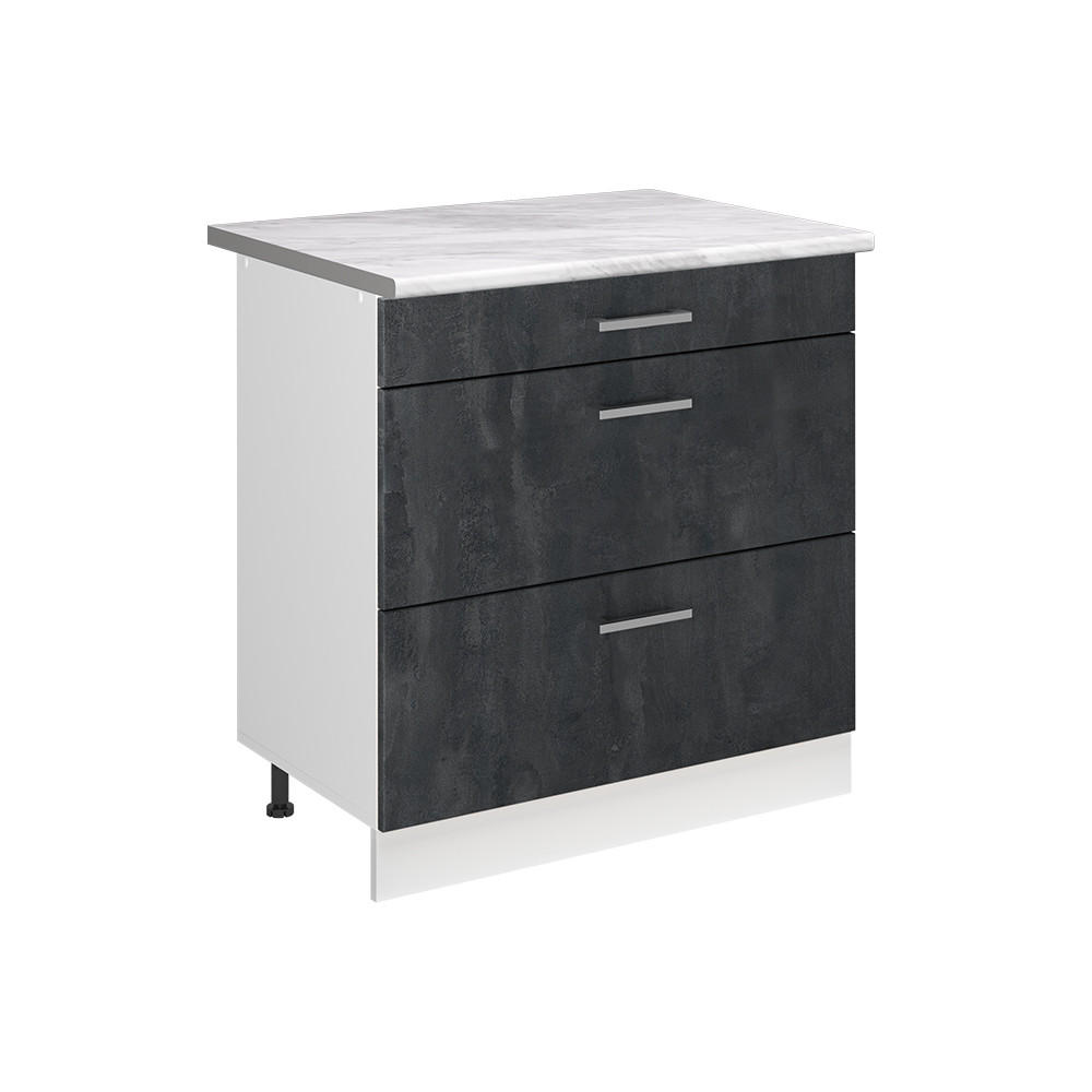 Vicco Küchenunterschrank Schwarz, Weiß 80x81.6x60 cm