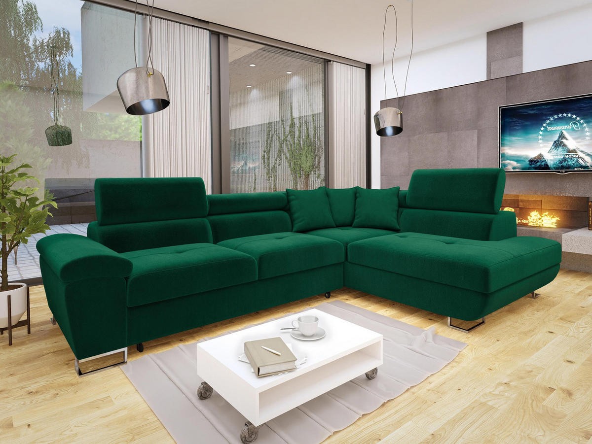 ECKSOFA Cotere, Seite: Rechts - Waldgrün, Holz/Textil (270/202cm) - MIRJAN24