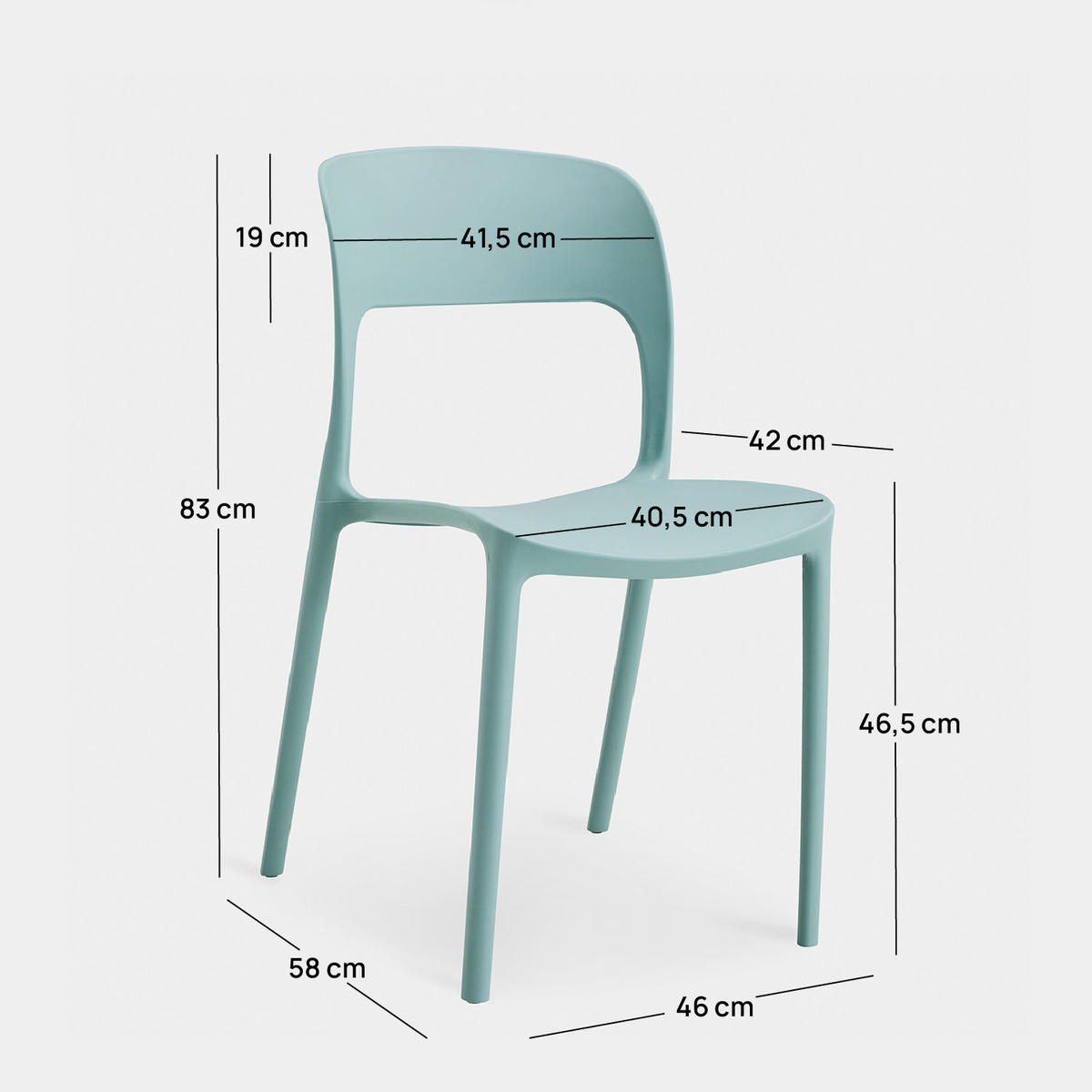 GARTENSTUHL Klint Grün 46 cm x 83 cm 4er-Set - Grün, Kunststoff (46/83/58cm) - Klast Home