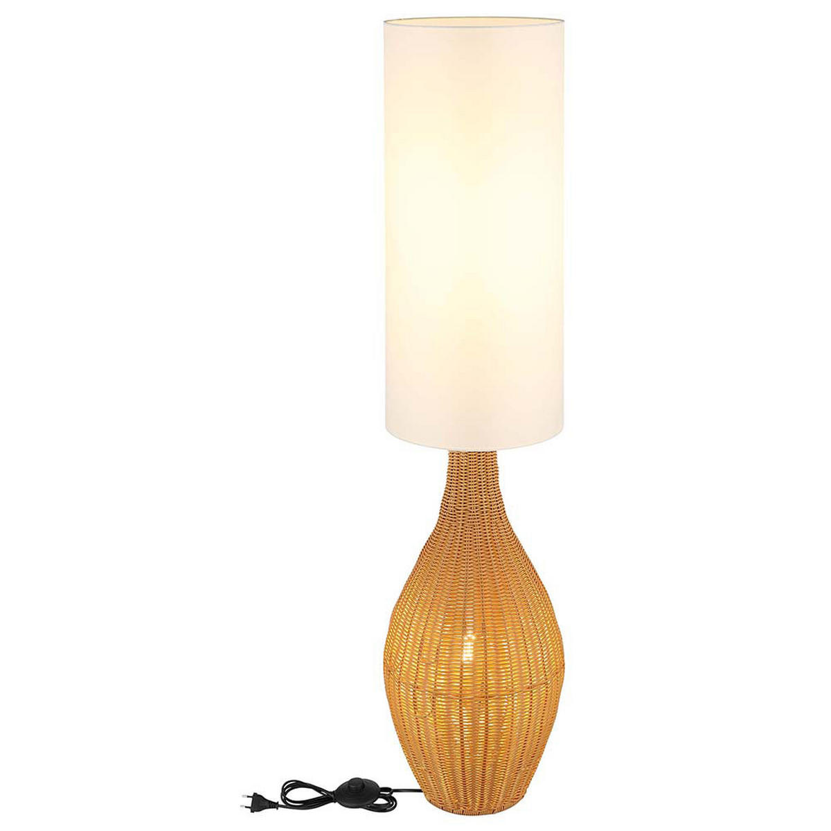 LED STEHLEUCHTE ANKO Rattan Optik Braun Weiß - Braun, Metall (27/27/125cm) - Nowa