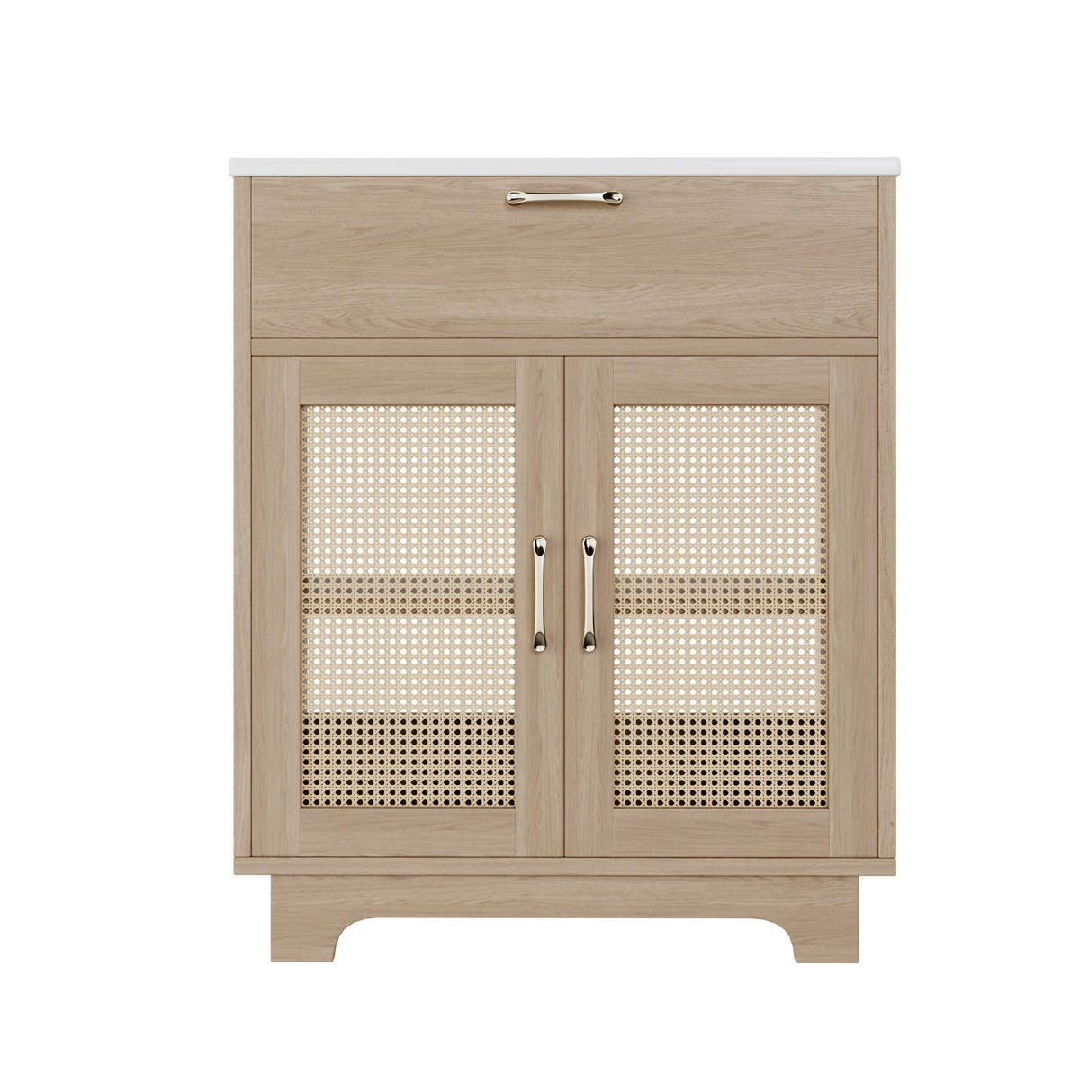 WASCHTISCHKOMBI 76/46/88 cm Natur aus Keramik und MDF mit Klappfach und Soft-Close-Türen - Naturfarben, Keramik (76/88/46cm) - OKWISH
