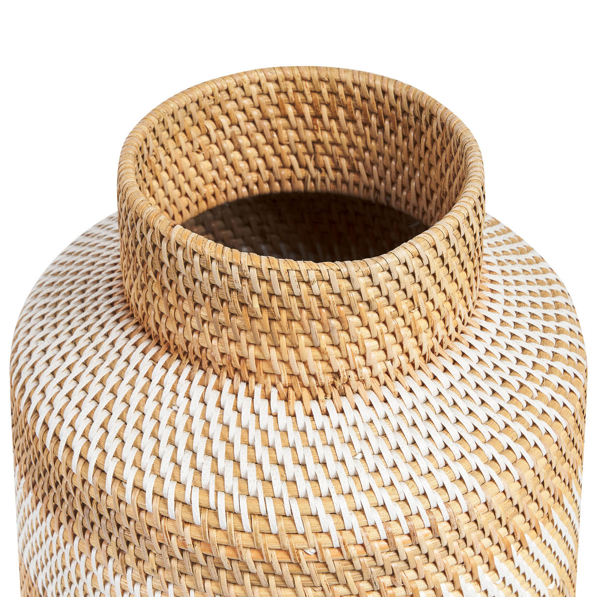 DEKOVASE Rattan weiß Renun - Weiß, Naturmaterialien (36cm) - Beliani
