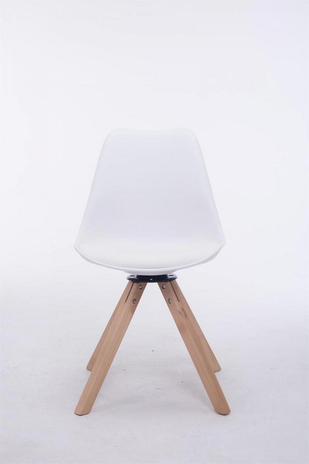 DREHSTUHL Lederlook weiß - Eukalyptusholzfarben/Weiß, Holz/Textil (48/84/56cm) - CLP