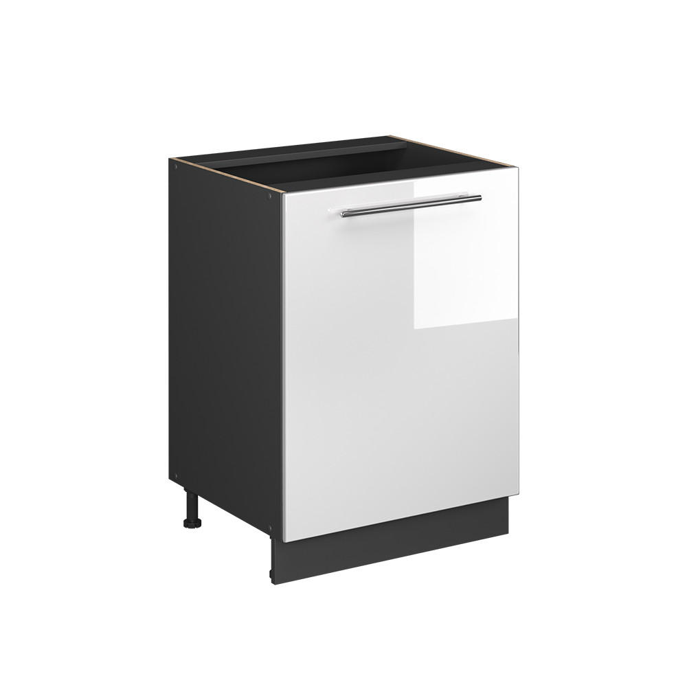 KÜCHENUNTERSCHRANK Fame-Line, Weiß Hochglanz/Anthrazit, 60 cm 1 Tür ohne Arbeitsplatte - Weiß Hochglanz/Anthrazit, Holzwerkstoff (60/82/51.6cm) - Vicco