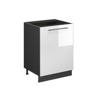 KÜCHENUNTERSCHRANK Fame-Line, Weiß Hochglanz/Anthrazit, 60 cm 1 Tür ohne Arbeitsplatte - Weiß Hochglanz/Anthrazit, Holzwerkstoff (60/82/51.6cm) - Vicco