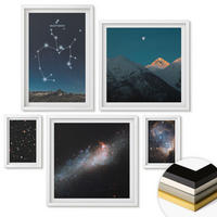WANDBILDER 5er-Set - 50x50 cm & 20x30 cm & 40x60 cm Weißer Rahmen - Galaxien, Sternbilder, Weltraum, Schütze - Weiß, Kunststoff (40/60cm) - ArtPrintCave