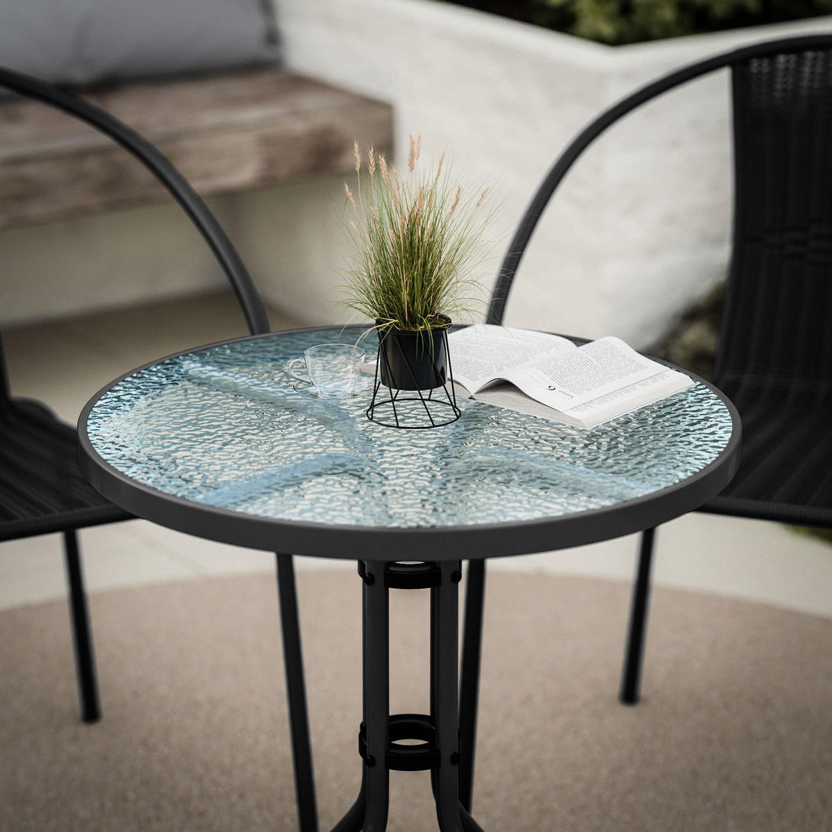 GARTENMÖBELSET aus Polyrattan - Grau, Kunststoff - Lookway