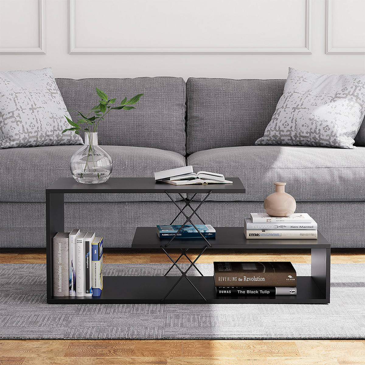 COUCHTISCH Nario Schwarz 100 x 50 cm - Schwarz, Holzwerkstoff (50/100/40.5cm) - Vicco