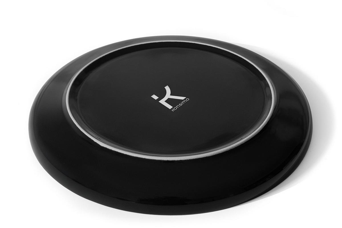 TELLER-SET VICTO 6-tlg Speiseteller - Schwarz Hochglanz, Keramik (27/2.5/27cm) - KONSIMO®