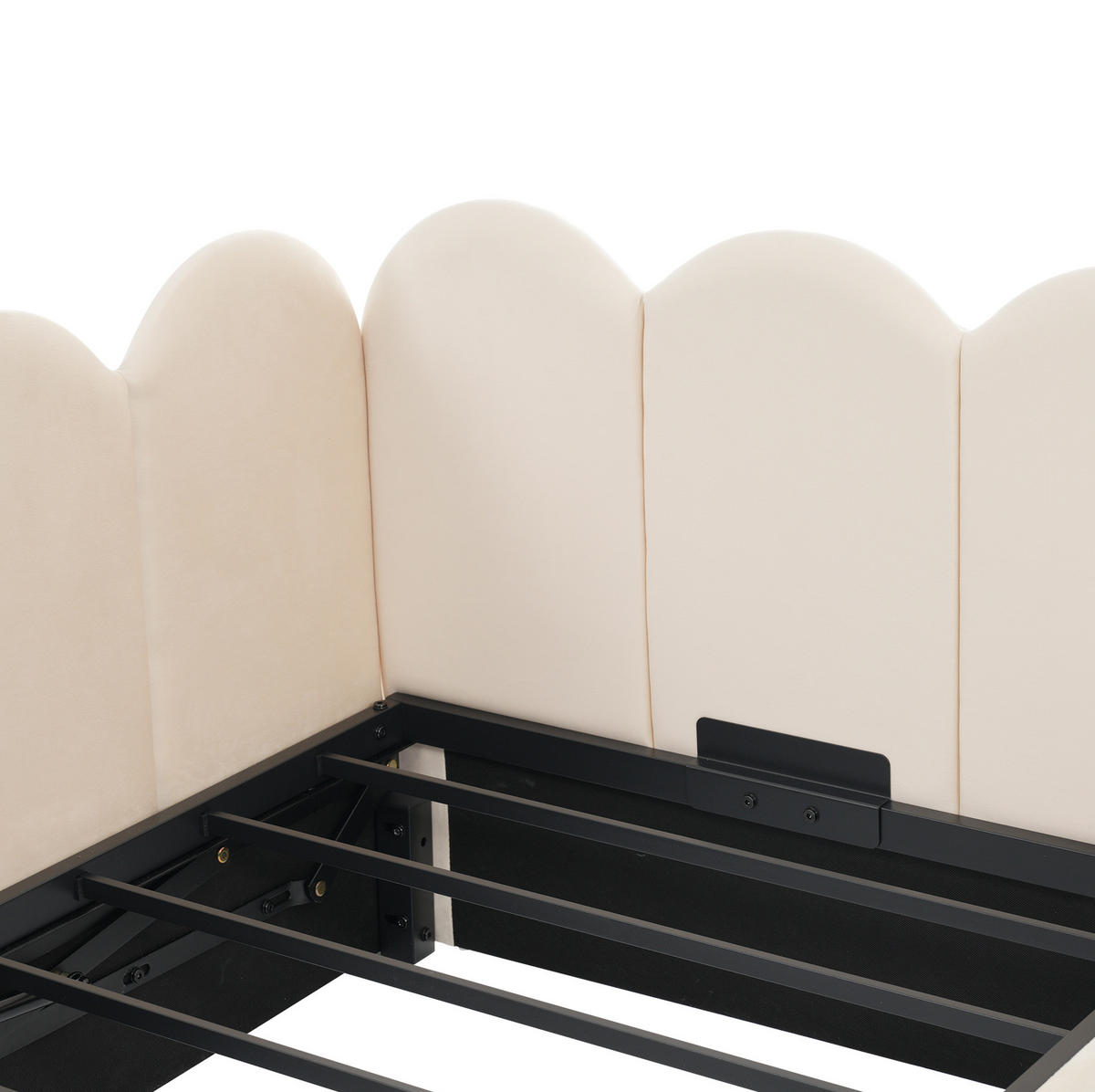 BETT mit Stauraum 90x200 cm Samt Beige - Beige, Metall (90/200cm) - Beauniv