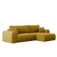 ECKSOFA Mit Schlaffunktion und Stauraum für Bettzeug Capri Stoff Poso Gelb Rechts - Gelb, Holz/Textil (272/145cm) - Kaiser Möbel