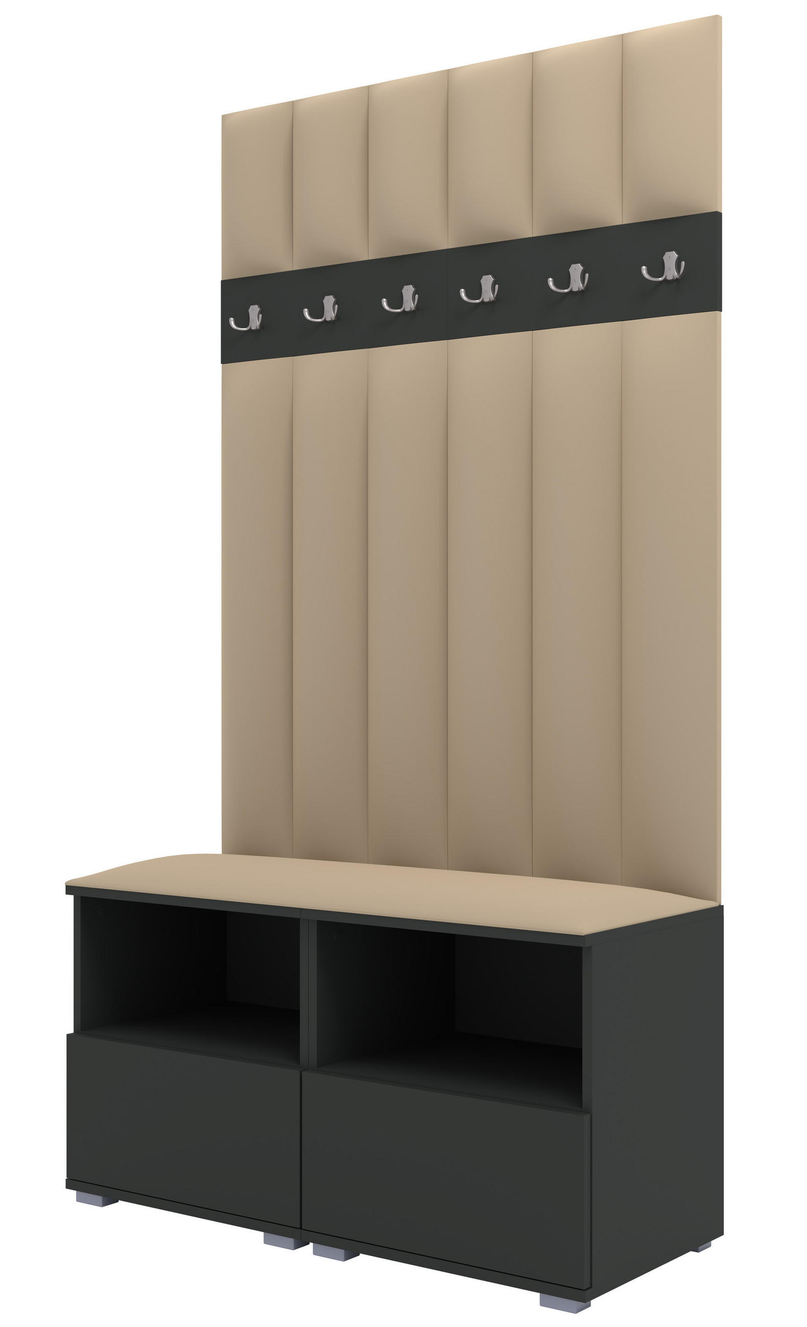 Ravio Gepolstert Graphit, Beige 100x187x40 cm