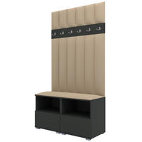 GEPOLSTERT Garderoben-Set Nela III LUX (Farbe Graphit + Stoff Trinity 04) - Beige/Silberfarben, Holz/Holzwerkstoff (100/187/40cm) - Ravio