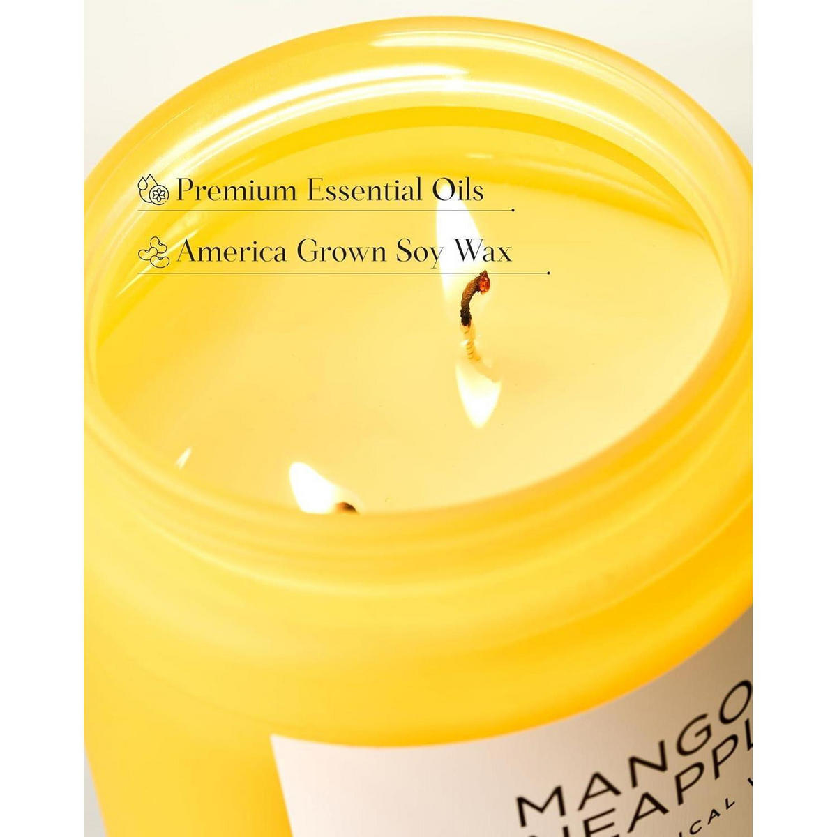 DUFTKERZE Mango-Ananas 550g Sojawachs 110 Stunden Brenndauer 2 Dochte - Gelb, Paraffin (13cm)