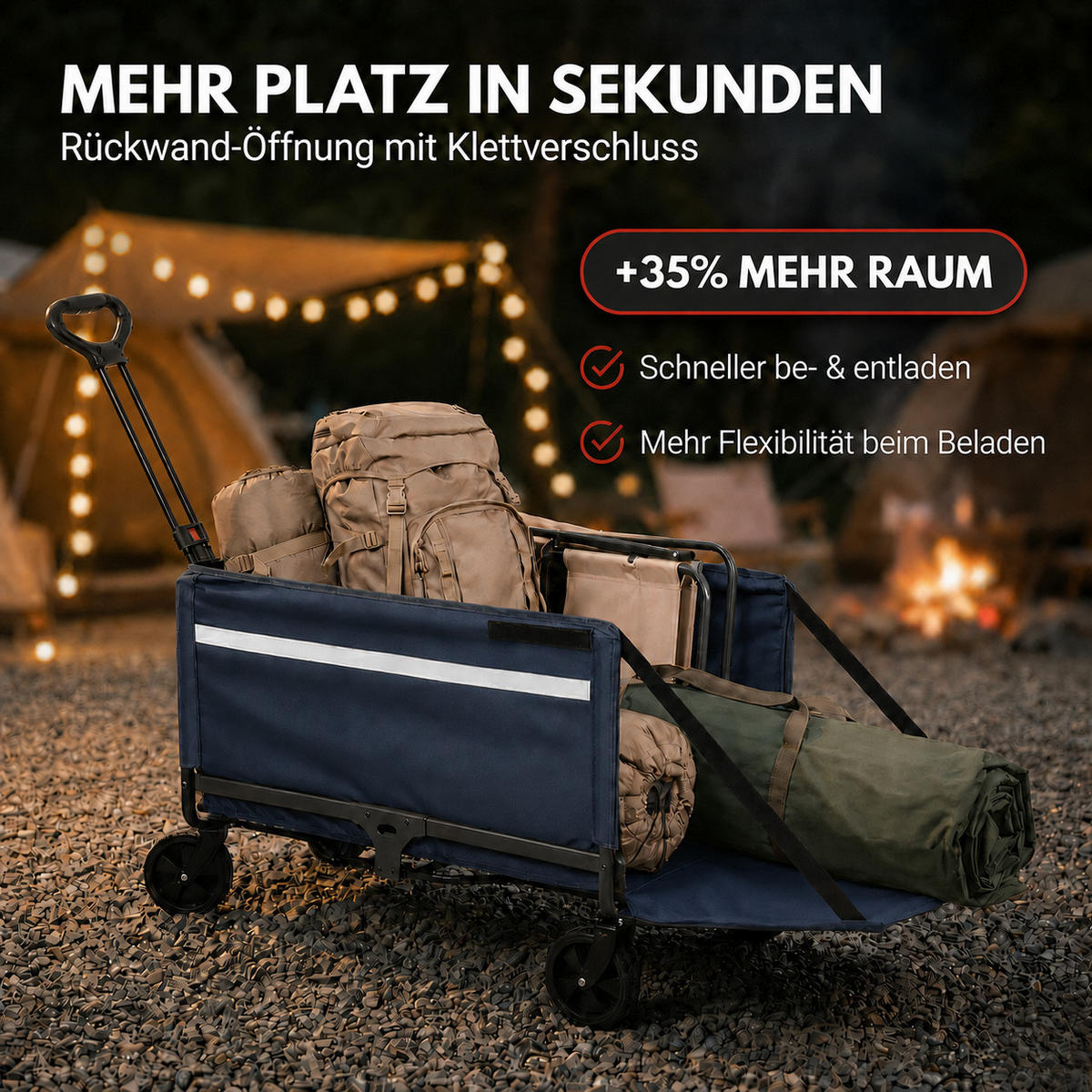 ALBATROS Bollerwagen faltbar 120L, Blau - Blau, Metall (47/51/70cm) - Albatros