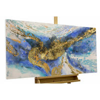 ACRYLBILD HANDGEMALT 120/60 cm - Blau/Goldfarben, Holz/Textil (1.68/60cm) - KUNSTLOFT