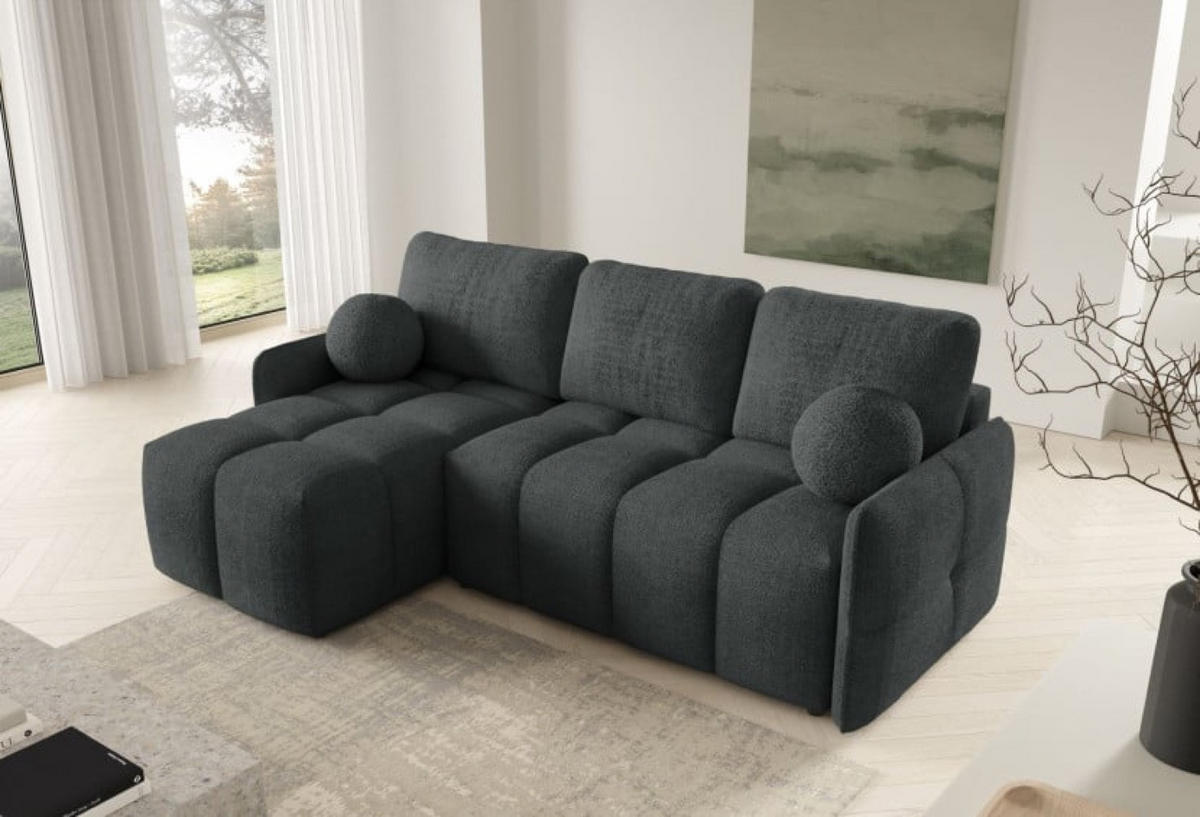 ECKSOFA Grafit MONO Mit Schlaffunktion Und Dekokissen Links - Graphitfarben, Textil (220/145cm) - Sepro Meble