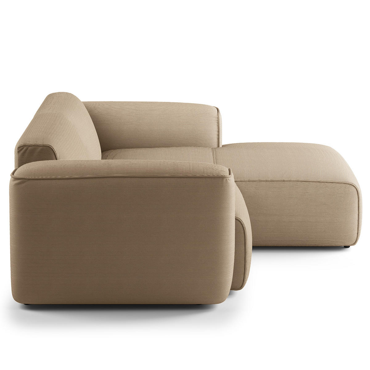 ECKSOFA mit XL-Longchair - Taupe/Schwarz, Kunststoff/Textil (260/171cm) - home24