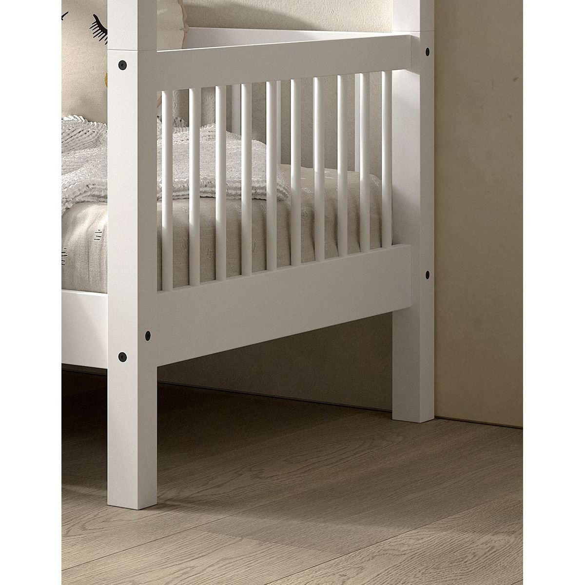 KINDERBETT 90x200 Keeley Buche Weiß Holz Design Komfort Stabil Modern - Weiß, Holz (90/200cm) - 58aufmkessel