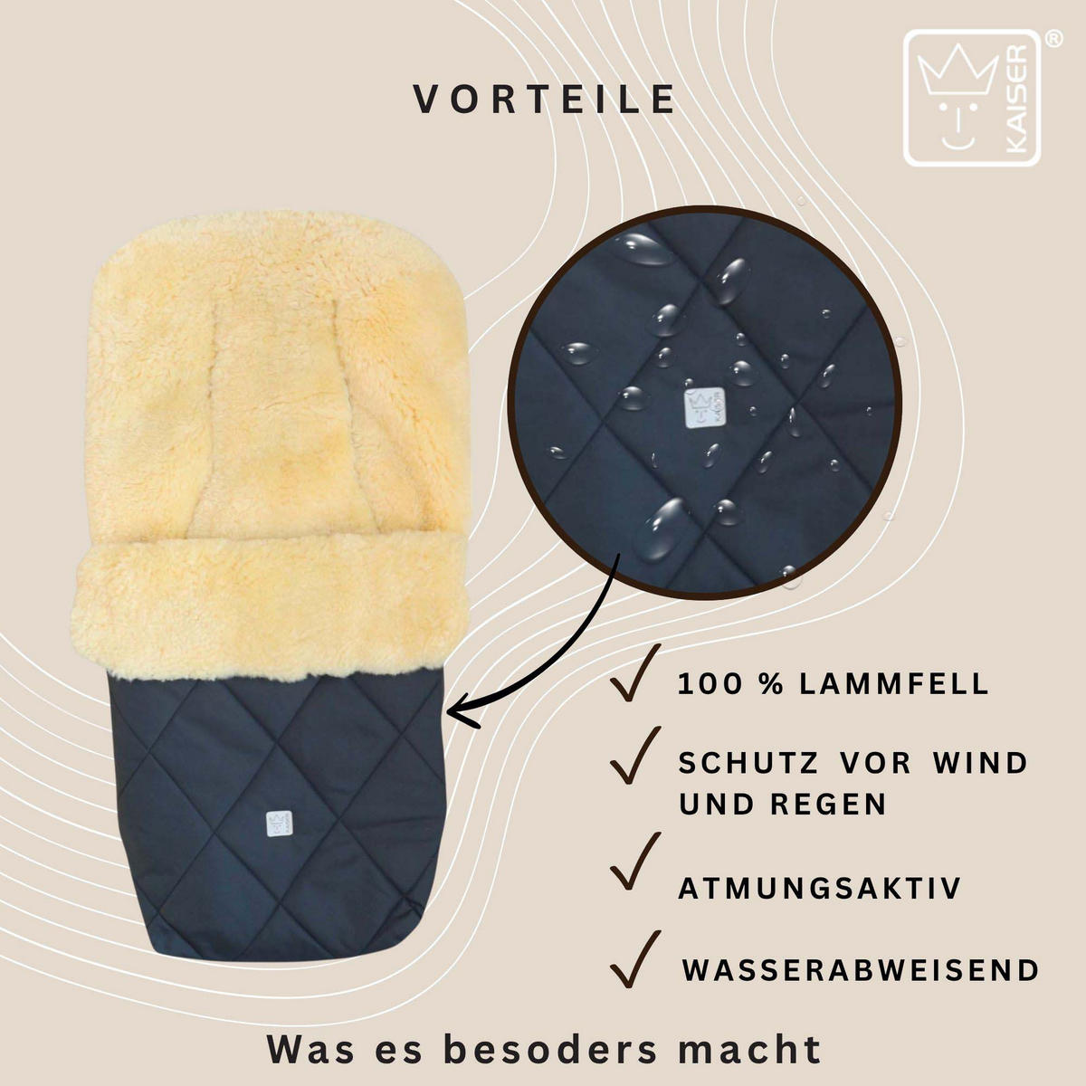 LAMMFELL-FUSSSACK Coosy, anthracite - Anthrazit, Fell (45/85cm) - Kaiserbaby