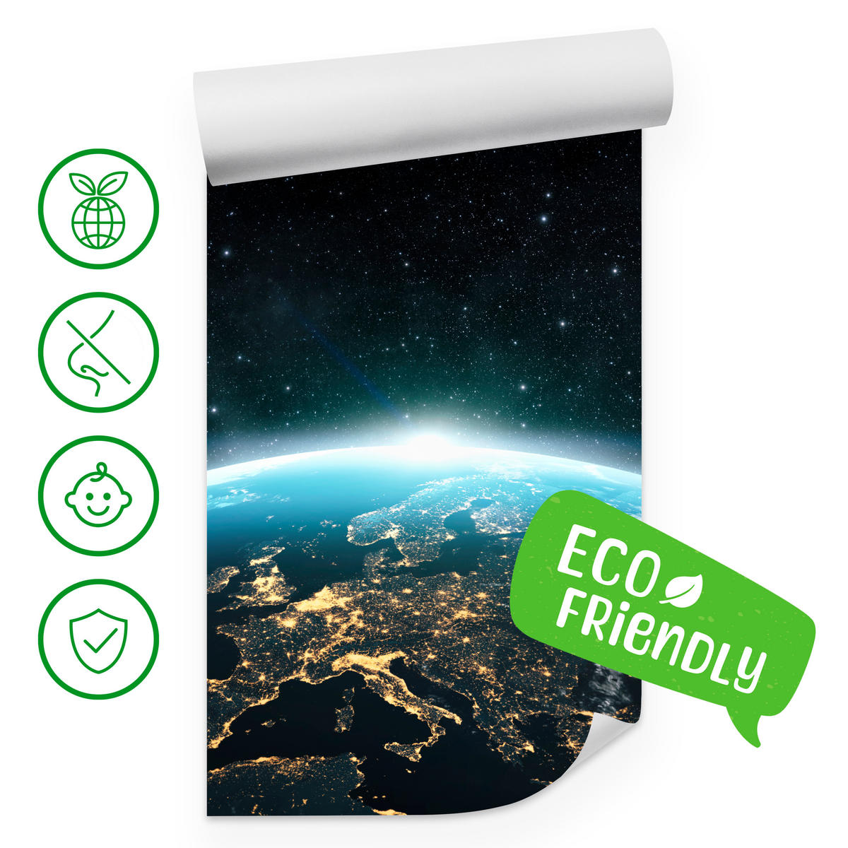 FOTOTAPETE für Wohnzimmer Erde Aus Dem Kosmos Planet 300x210 - Blau/Gelb, Papier (300/210cm) - Muralo