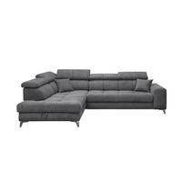 ECKSOFA mit Schlaffunktion und Bettkasten, Luxus-Mikrofaser - Anthrazit/Schwarz, Textil/Metall (282/198cm) - ed exciting design