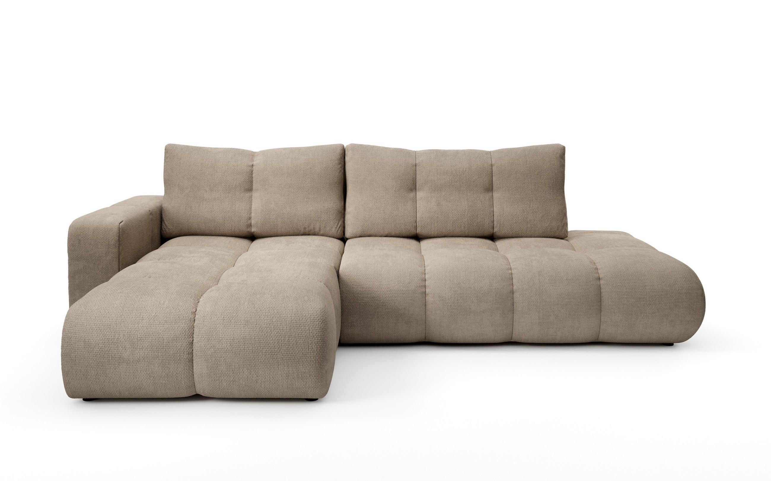 ECKSOFA DUCA L-S Beige Chenille mit Schlaffunktion - Beige, Holz (266.5/266.5cm) - MASSENO