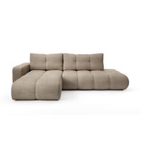 ECKSOFA DUCA L-S Beige Chenille mit Schlaffunktion - Beige, Holz (266.5/266.5cm) - MASSENO