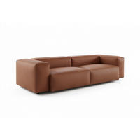 SOFA CELESTE Braun Lederfaserstoff - Dunkelbraun/Schwarz, Leder/Kunststoff (302/72/114cm) - KAWOLA