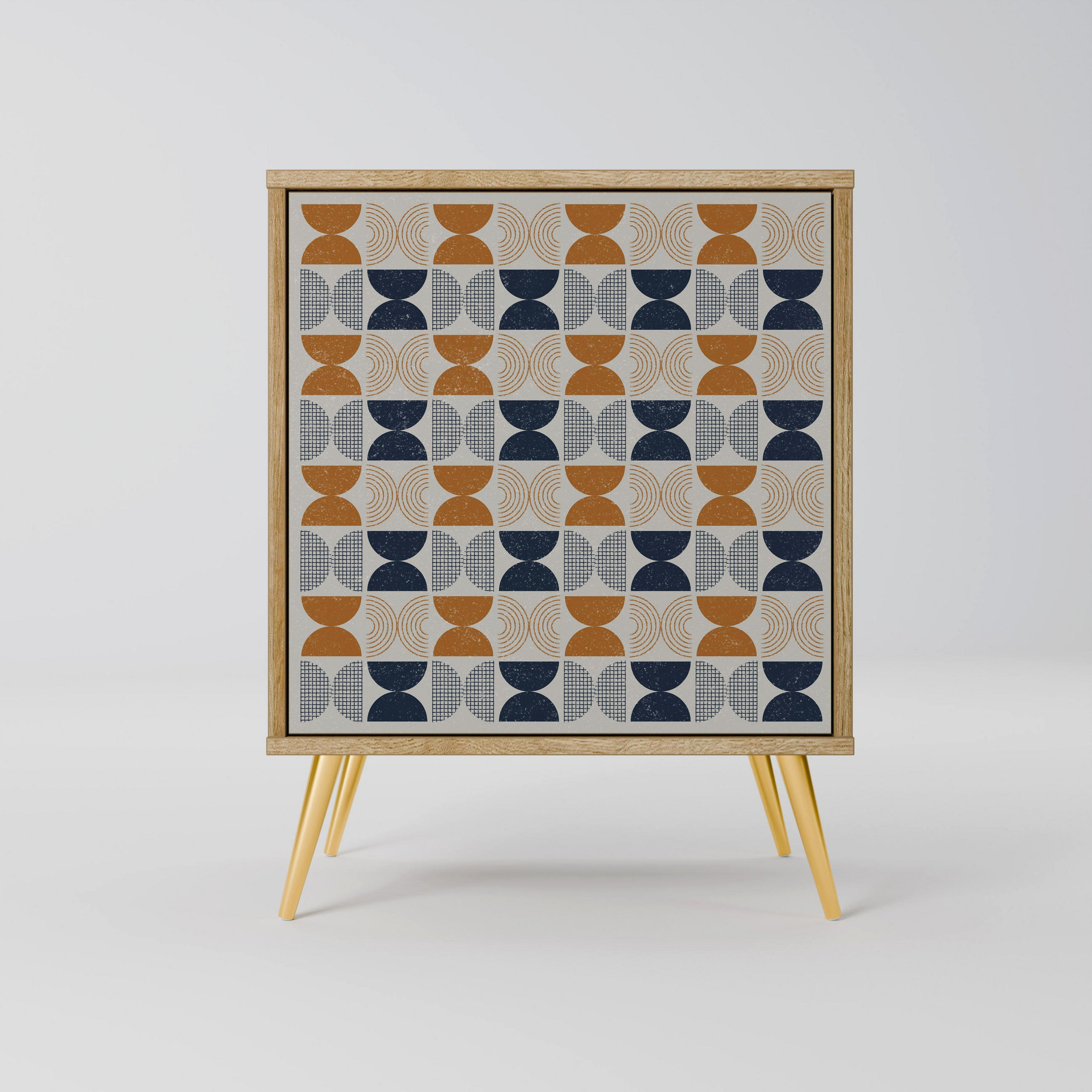 SIDEBOARD REFLECTION RANGE, Eichefarben, 57,5x42x75,5 cm, Goldfarbene Metallfüße - Eichefarben/Goldfarben, Holzwerkstoff/Metall (57.5/75.5/42cm) - SpaceRebels