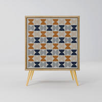 SIDEBOARD REFLECTION RANGE, Eichefarben, 57,5x42x75,5 cm, Goldfarbene Metallfüße - Eichefarben/Goldfarben, Holzwerkstoff/Metall (57.5/75.5/42cm) - SpaceRebels