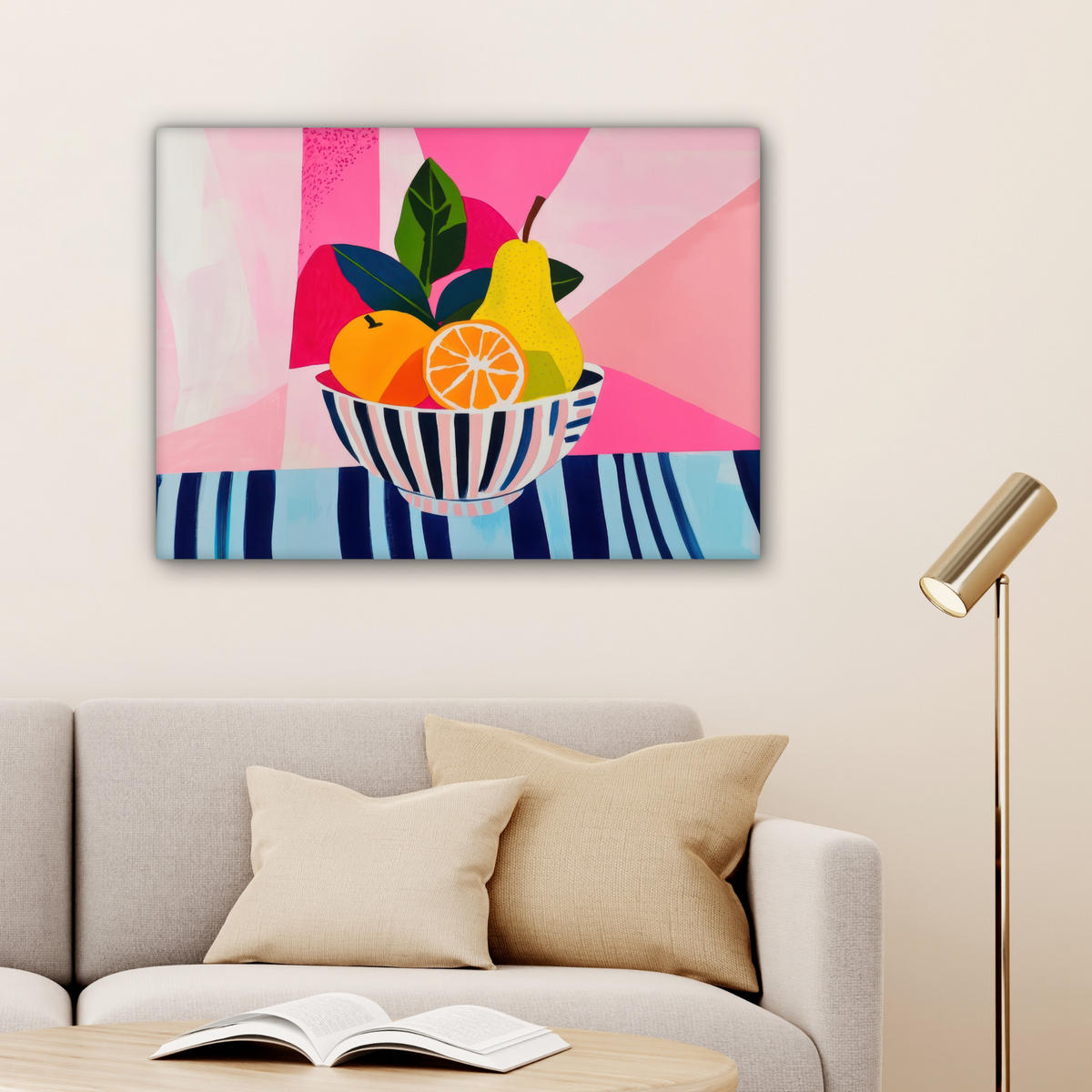 LEINWANDBILD Obst - Abstrakter Hintergrund - Rosa Wandbilder 80x60 cm - Pink, Textil (80/60cm) - MuchoWow