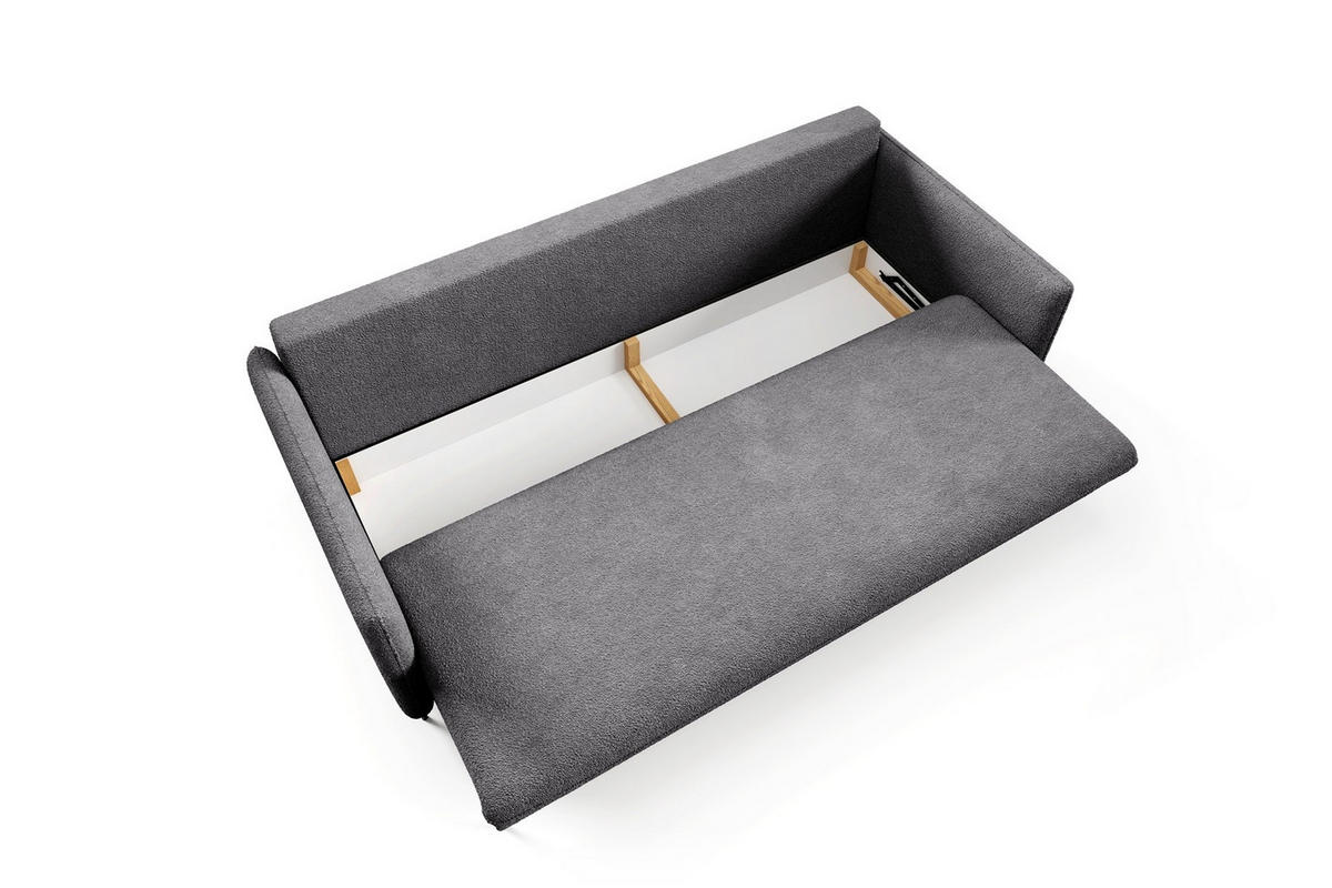 SCHLAFSOFA Belis Boucle in Grau - Grau, Holzwerkstoff/Textil (216/95/91cm) - Bettso
