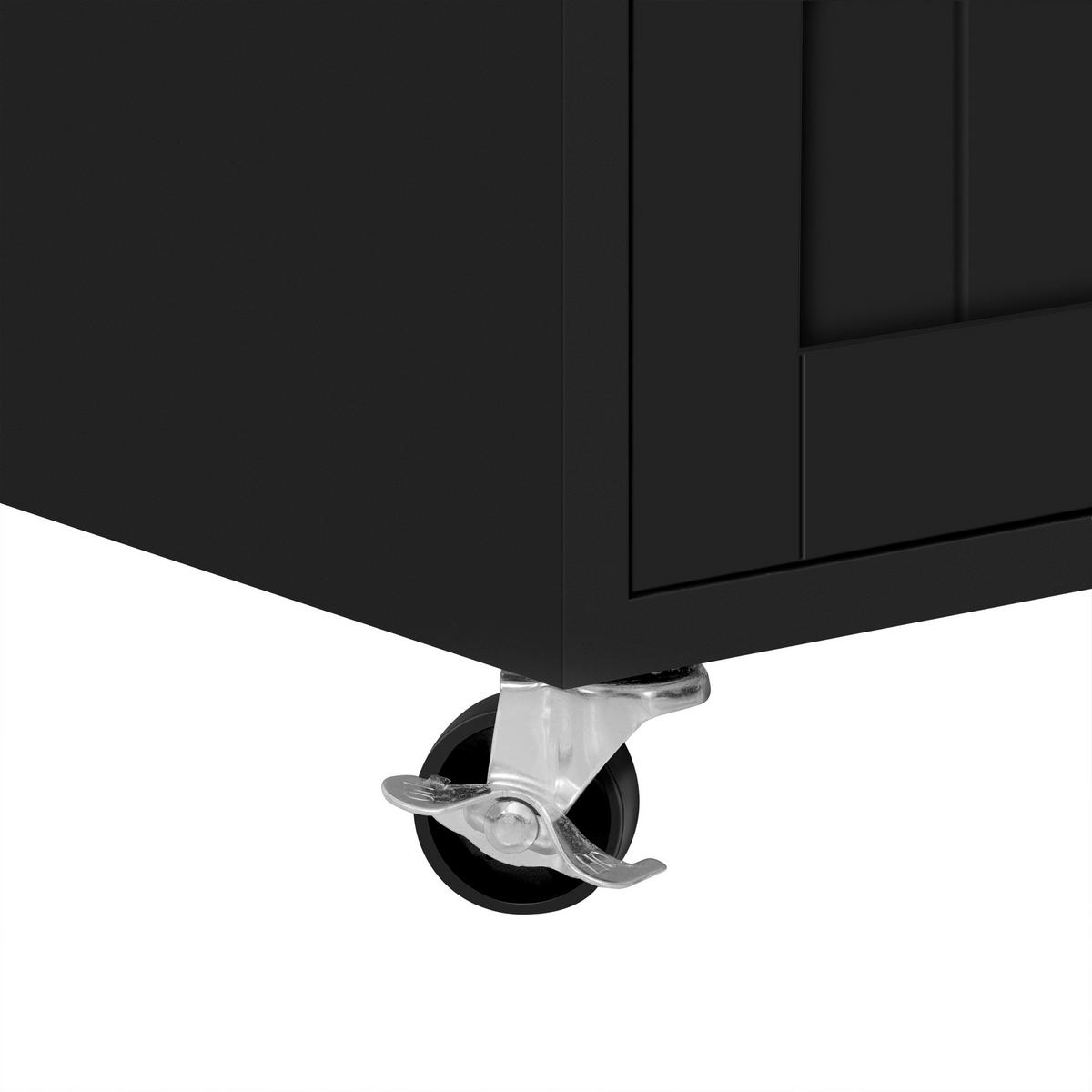 KÜCHENINSEL 112-180.5x45x92.2 cm Schwarz mit Ausziehplatte & Rollen - Schwarz, Holzwerkstoff (180.5/92.2/45cm) - Modfu