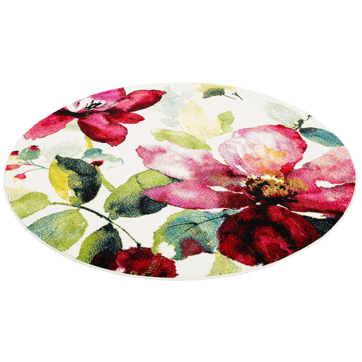 DESIGNER TEPPICH BRILLIANT BLUMEN RUND - Rosa, Textil (120/120cm) - Pergamon