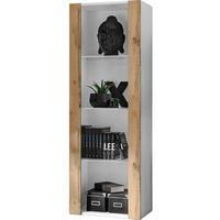 VITRINE TIVOLI, Weiß + Eiche Wotan - Eiche Wotan/Weiß, Glas/Holzwerkstoff (55/159/35cm) - Komodee