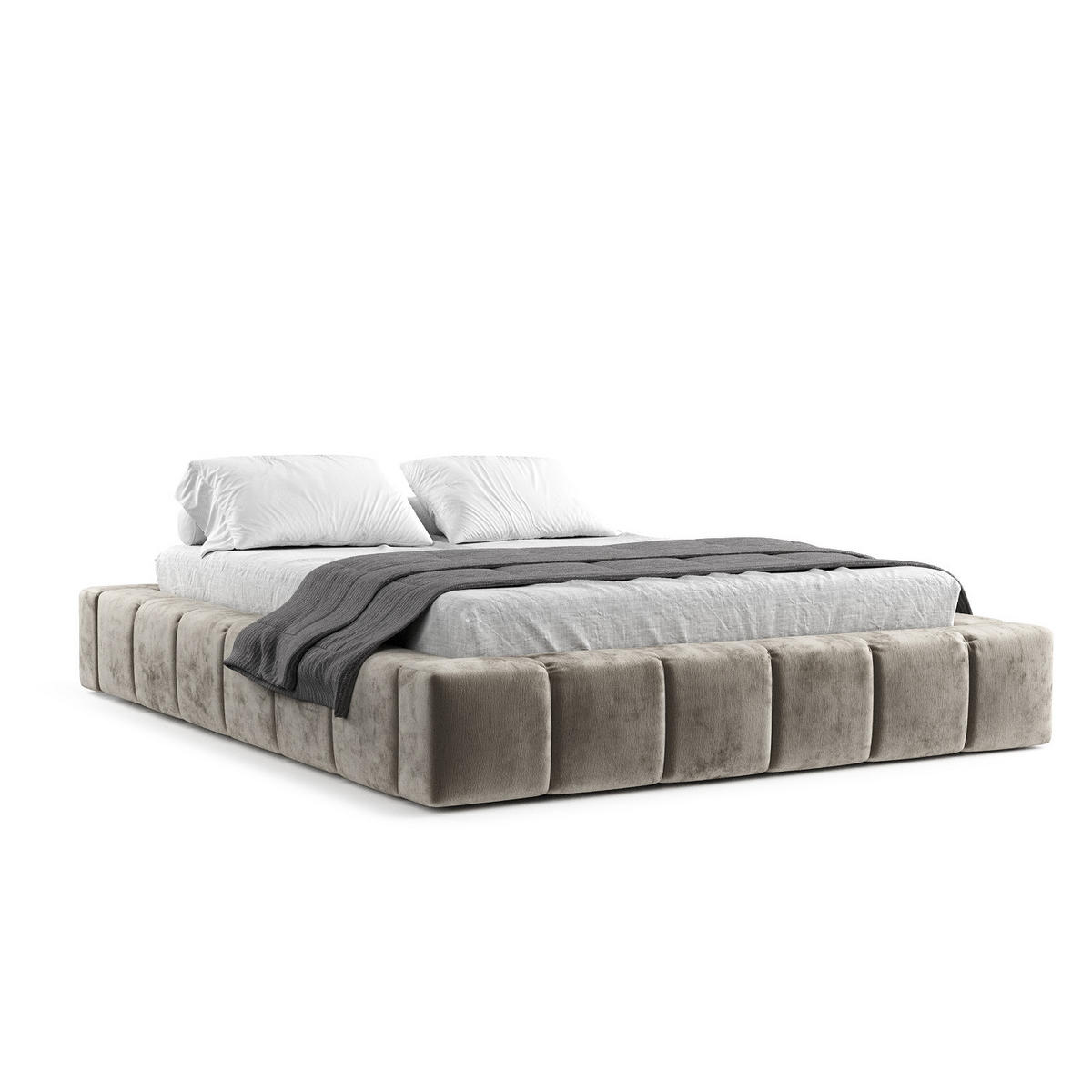 POLSTERBETT Aruba Beige 160/200 cm im Chenille-Stoff - Beige/Schwarz, Holz/Holzwerkstoff (160/200cm) - Maison de Reve