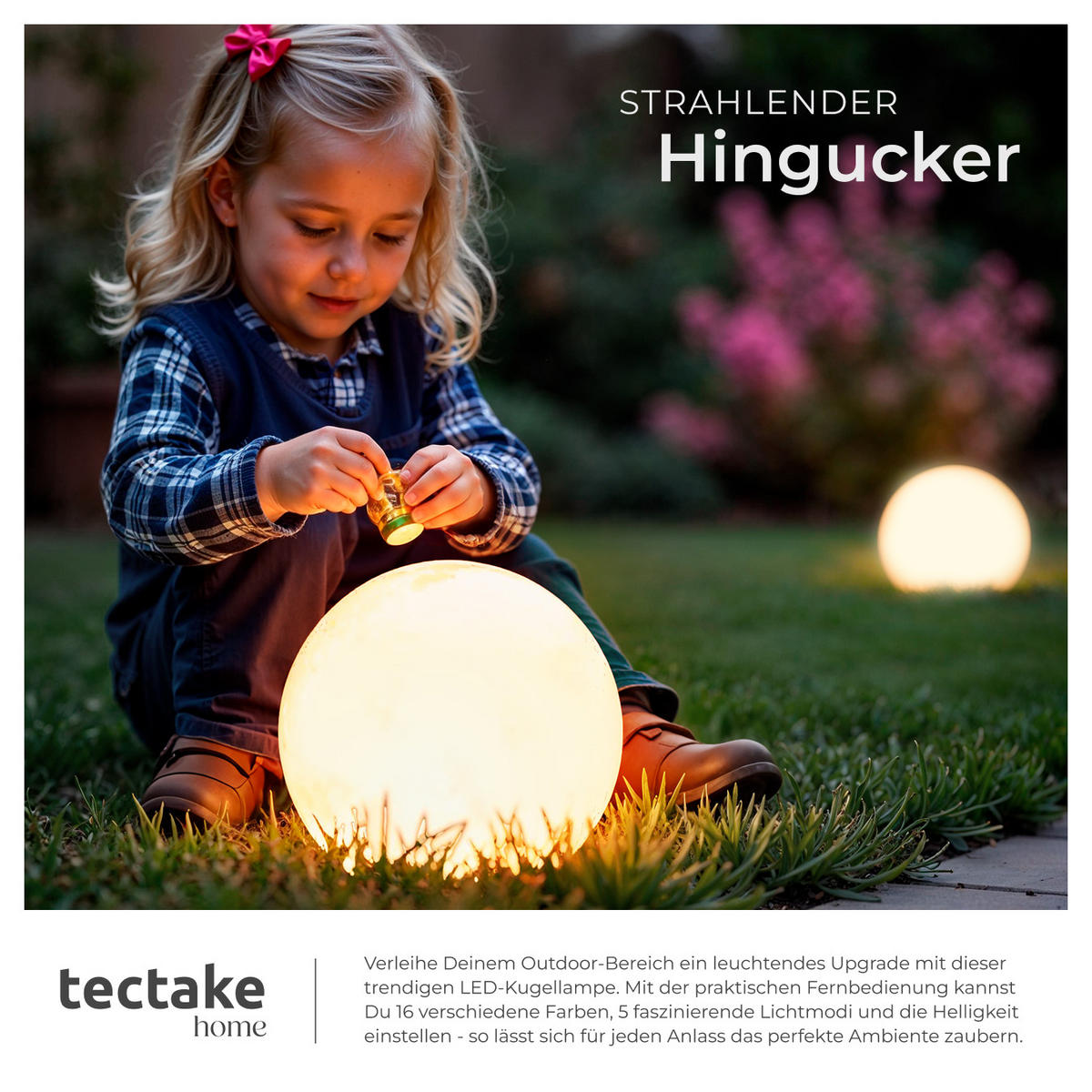 KUGELLEUCHTE Luminous Globe,inklusive Erdspieß,weiß - Weiß, Kunststoff (30/30/30cm) - tectake