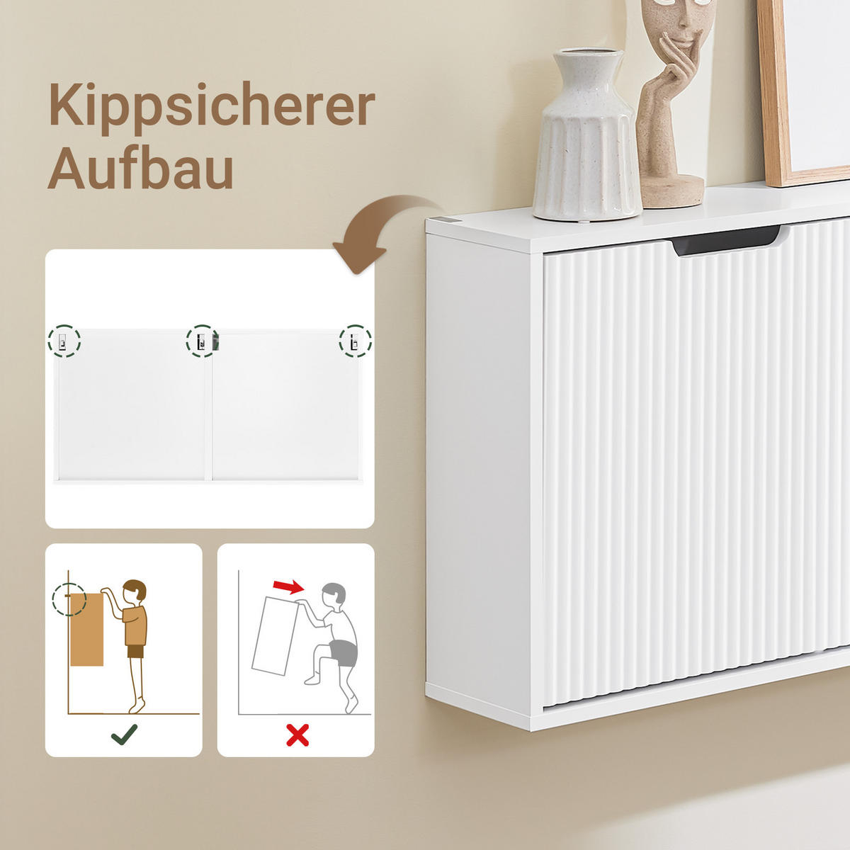 SCHUHSCHRANK Weiß - Weiß, Holzwerkstoff (50/100/19cm) - SoBuy