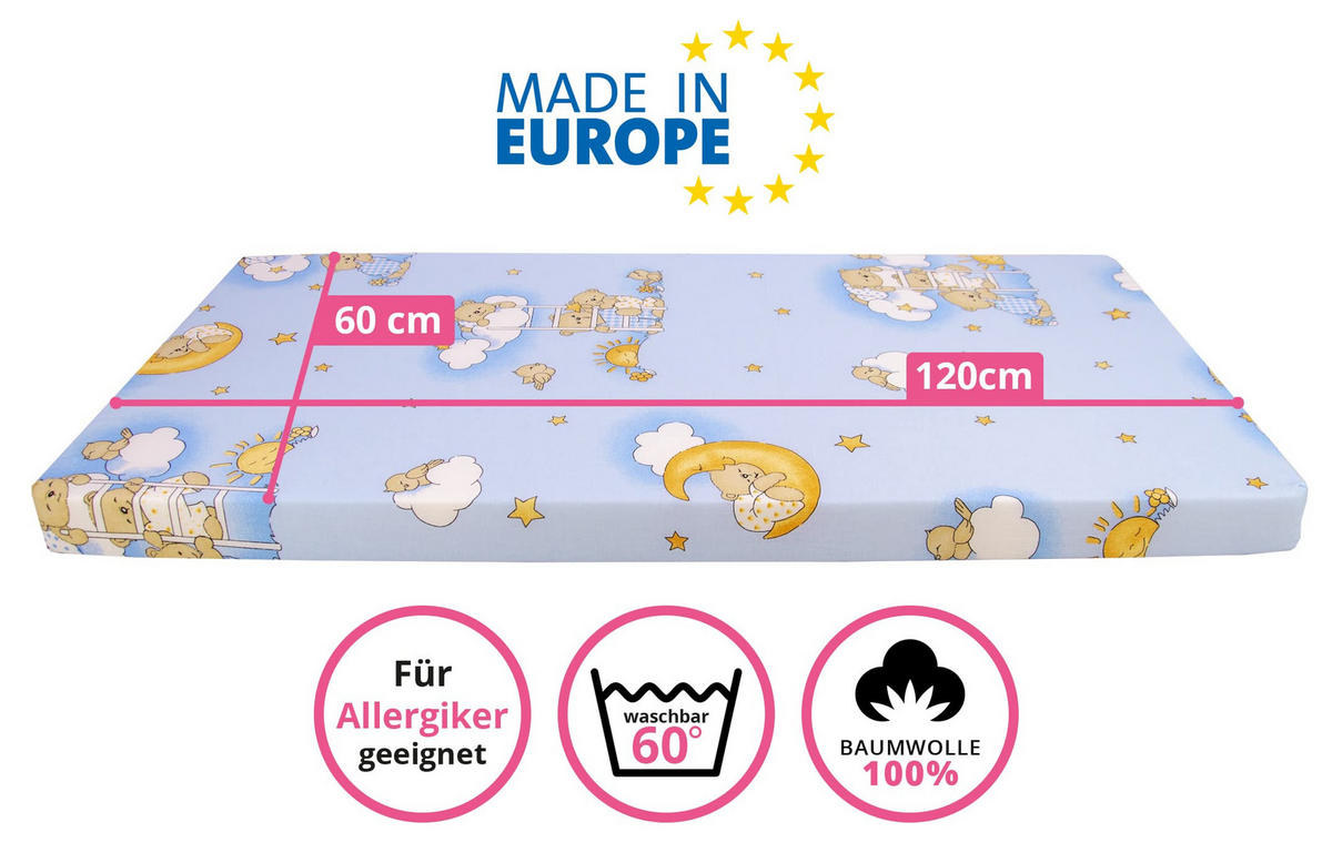 KINDERBETTMATRATZE 60/120 cm, in Blau - Blau, Naturmaterialien - Best for Kids