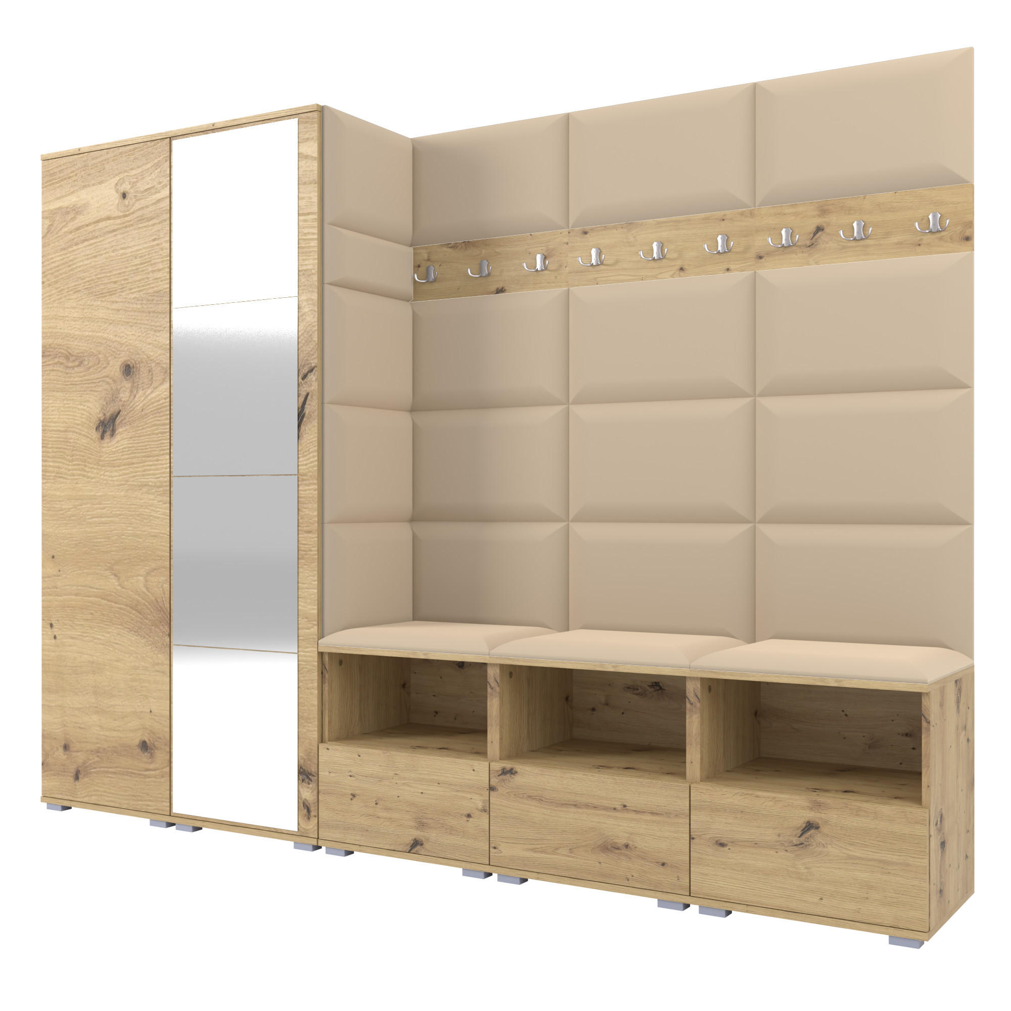 Ravio Garderobe Eiche Artisan, Beige 250x187x40 cm