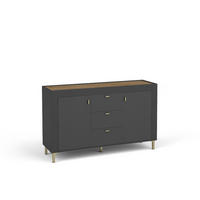 KOMMODE Mossa Schwarz, Kombikommode mit Schubladen - Goldfarben/Schwarz, Holzwerkstoff (137/84/40cm) - Bettso