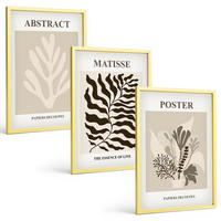 BILDER SET 3er Set - 40x60 cm Goldrahmen - Beige-braune Pflanzenmuster - Goldfarben, Kunststoff (40/60cm) - TULUP