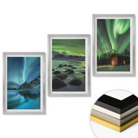 WANDBILDER 3er Set - 40x60 cm Silberner Rahmen - Winterlandschaften, Nordlichter, Berge - Silberfarben, Kunststoff (40/60cm) - ArtPrintCave