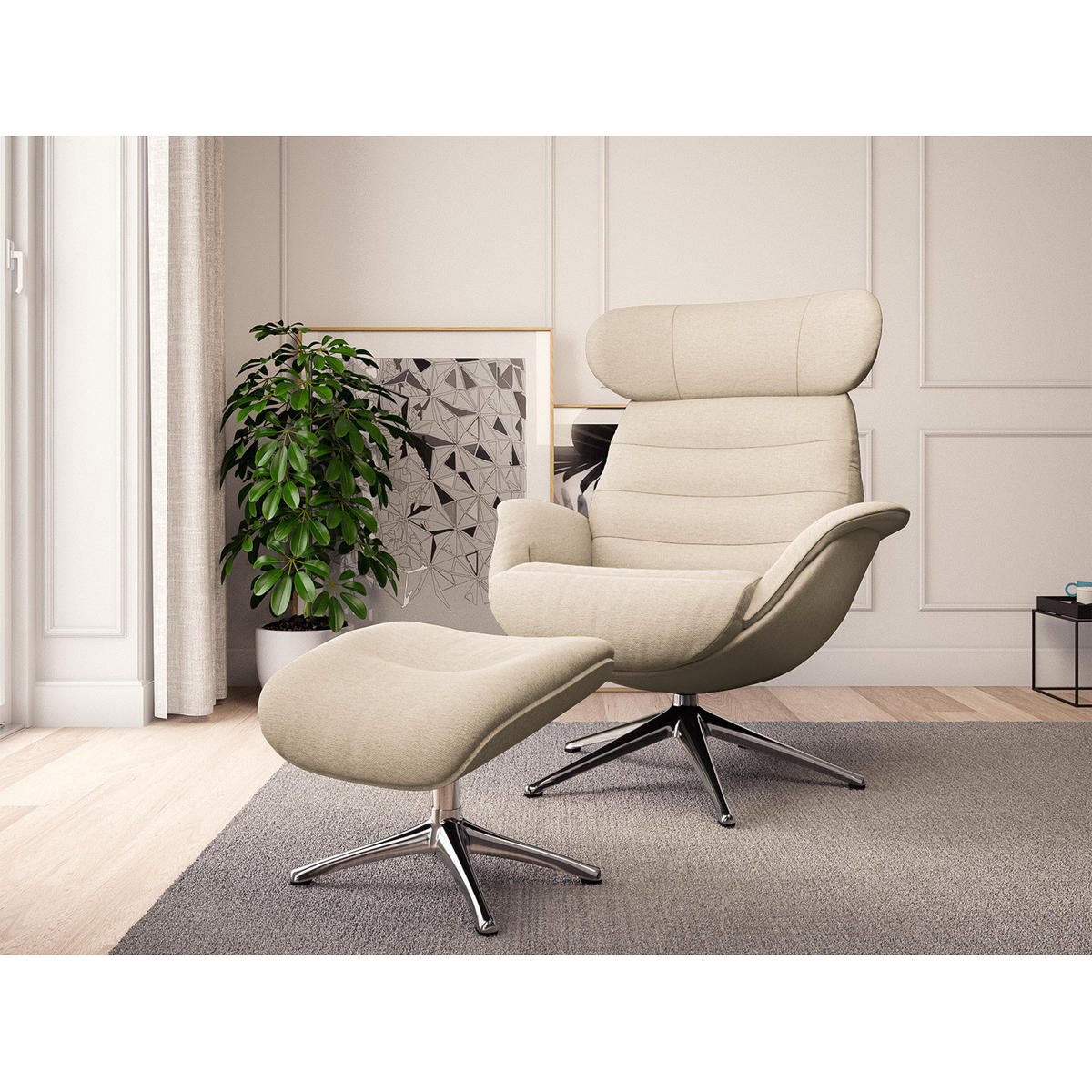 RELAXSESSEL - Beige, Textil/Metall (90/107/90cm) - home24