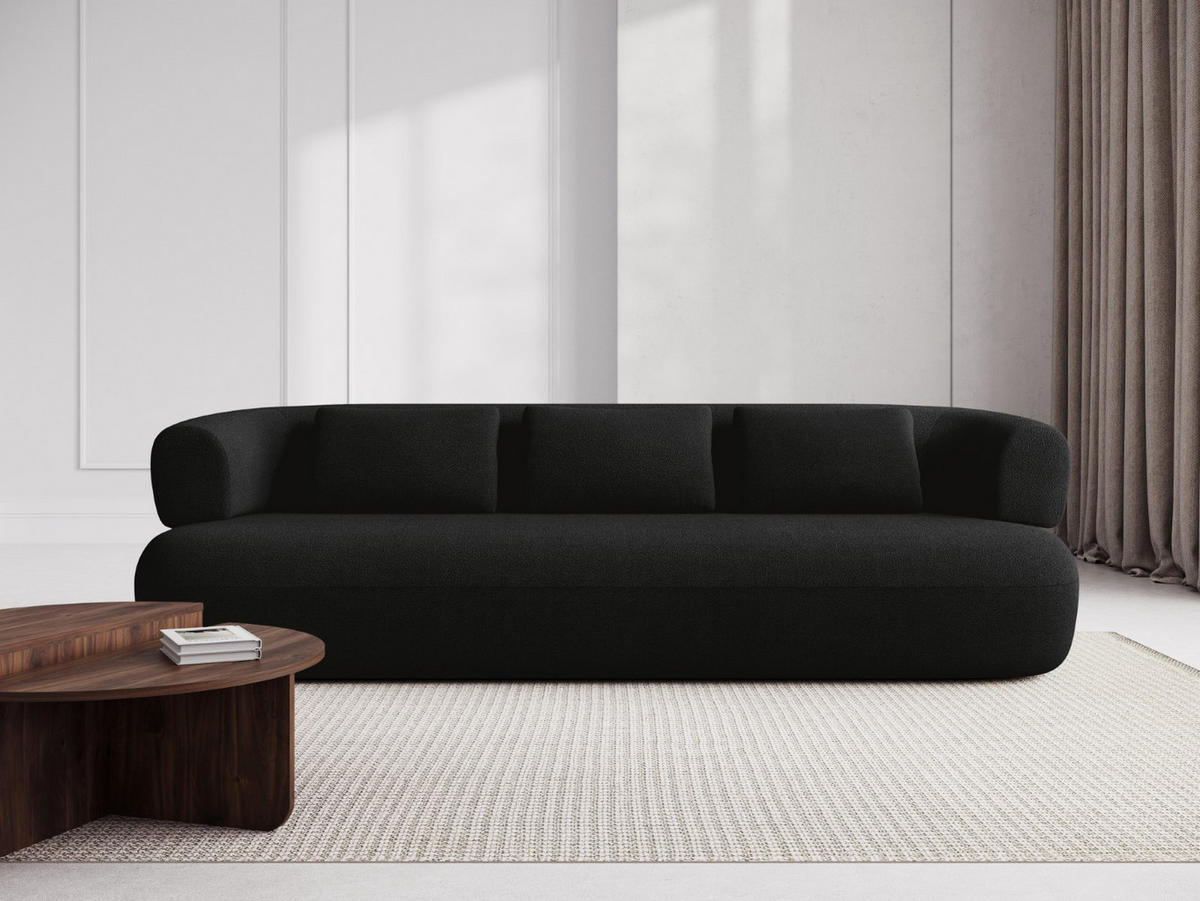 SOFA Jenny aus Boucle schwarz 4 Sitzplätze - Schwarz, Textil (90/73/226cm) - Micadoni
